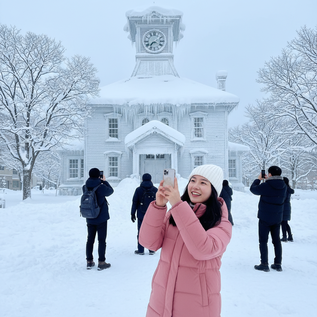 눈 덮인 삿포로 시계탑
