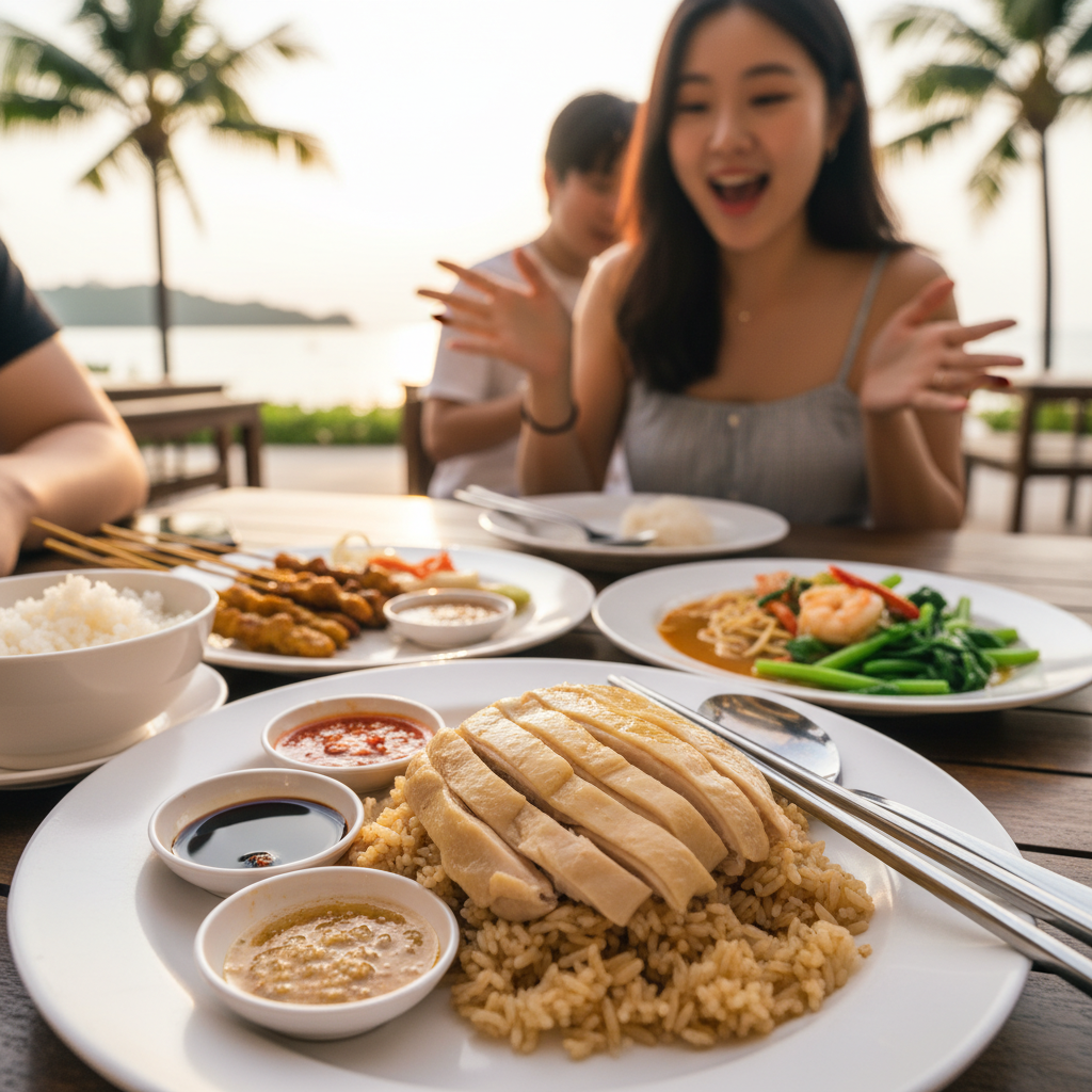 센토사 섬에서 먹은 치킨 라이스와 현지 음식들