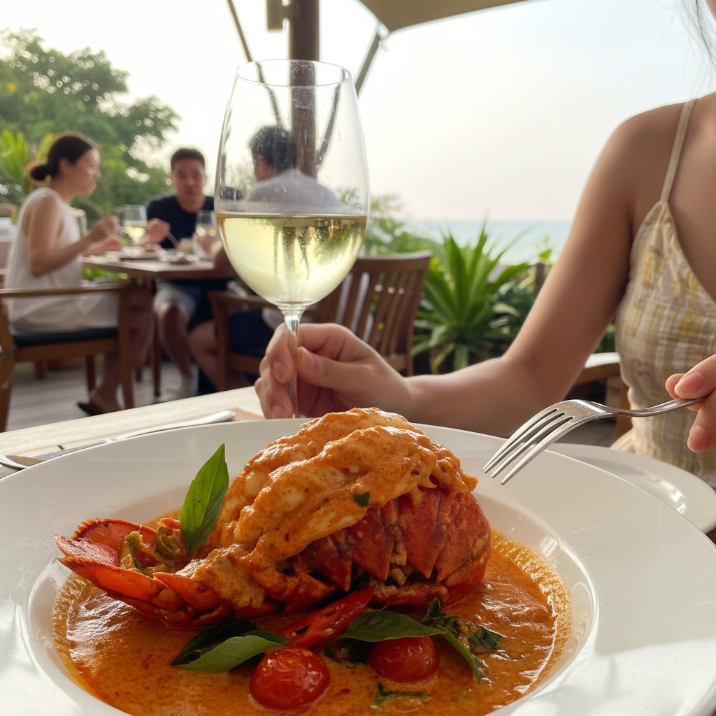 촘아룬 레스토랑의 레드 커리 랍스터와 와인 페어링