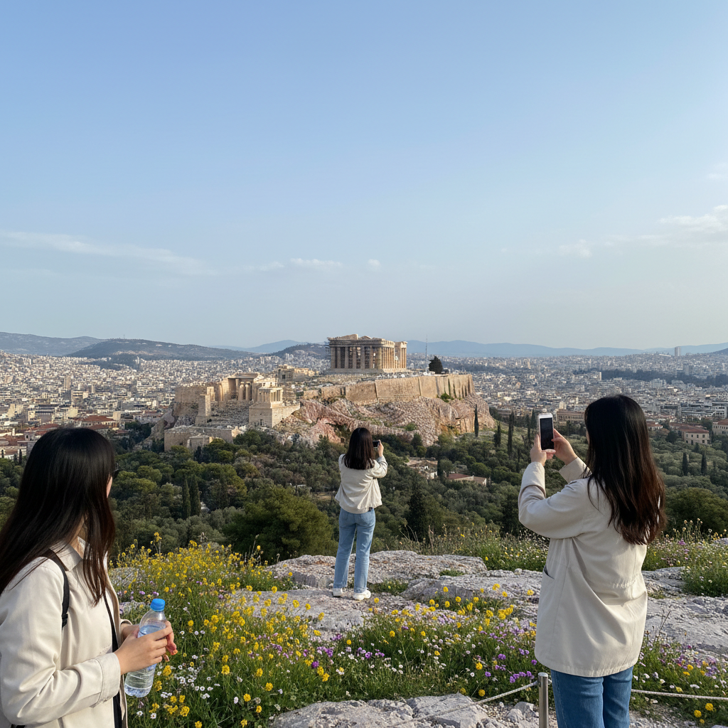 그리스 아테네 아크로폴리스와 도시 전경