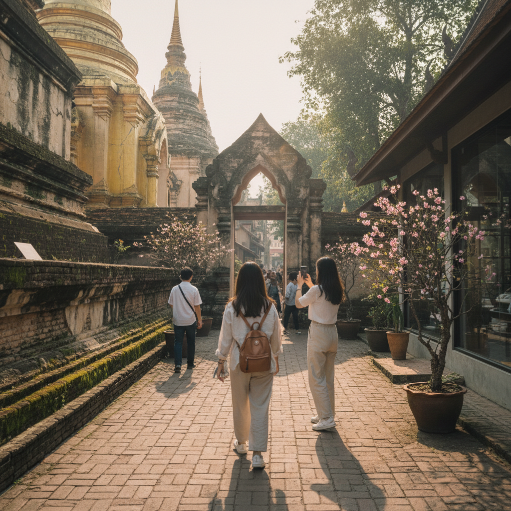 치앙마이 올드 시티의 고풍스러운 사원과 골목길
