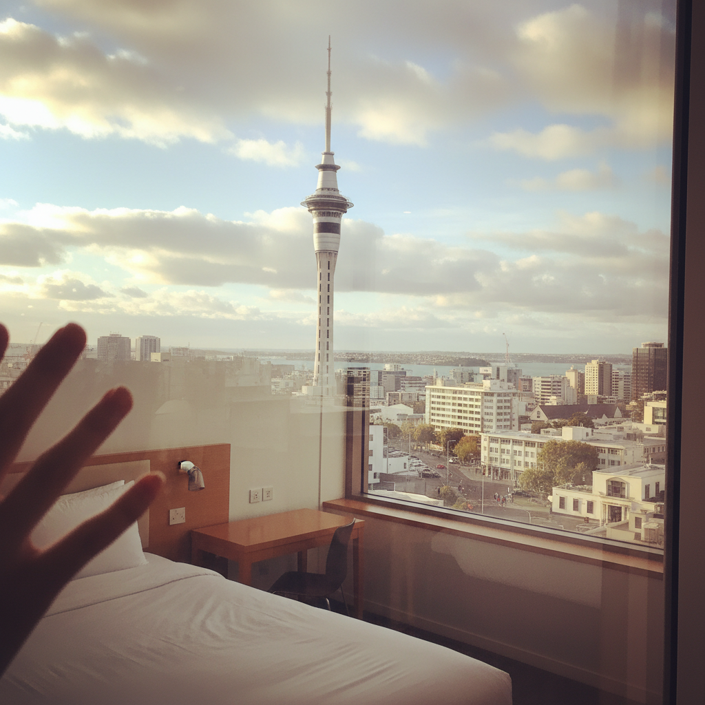 오클랜드 호텔에서 바라본 스카이타워 전망