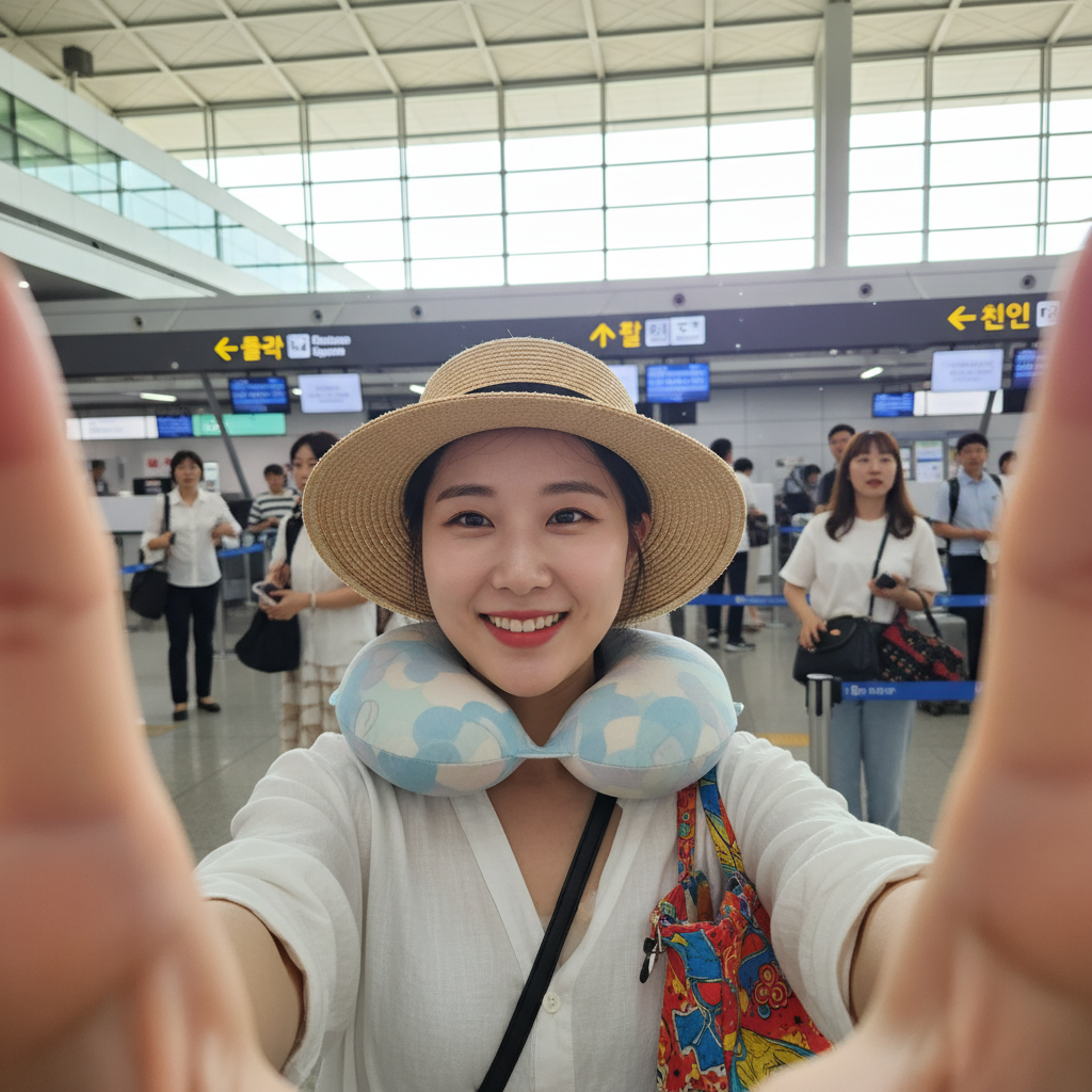 인천공항 출국장에서 찍은 셀카