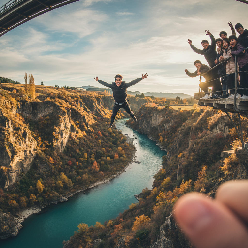 퀸스타운 번지점프 체험 순간