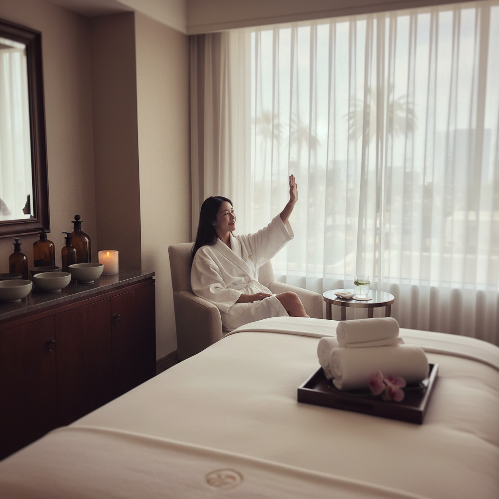 월도프 아스토리아 호텔 스파의 럭셔리한 트리트먼트룸