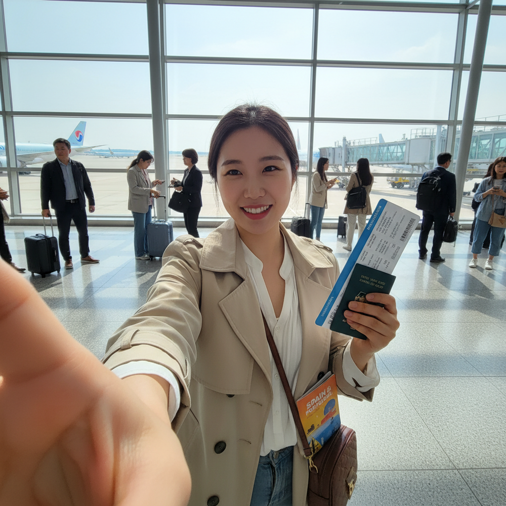 인천공항에서 출발 직전 셀카