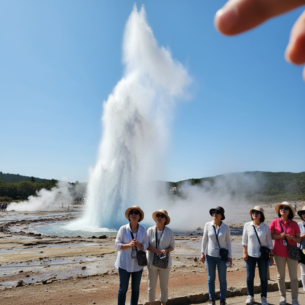 테푸이아 지열공원의 분출하는 포후투 간헐천