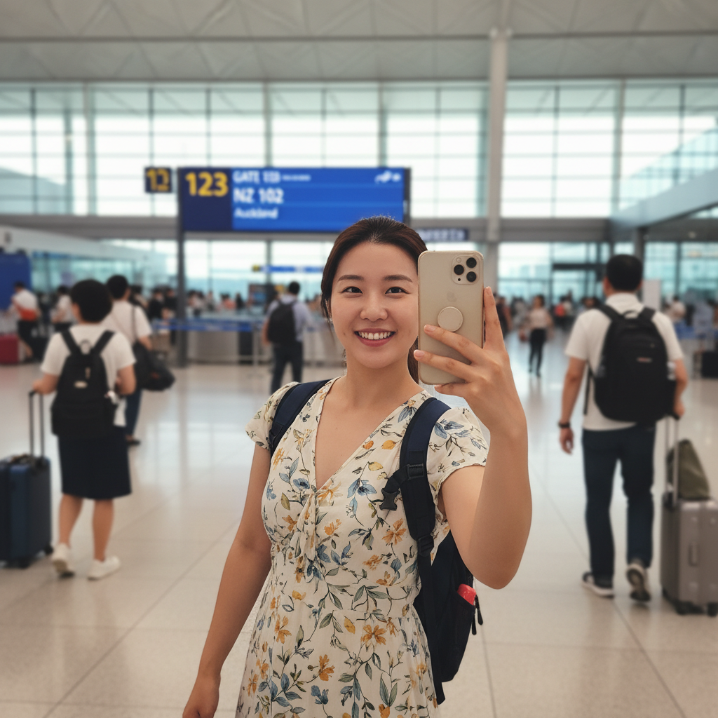 인천공항 출발 게이트 앞 셀카