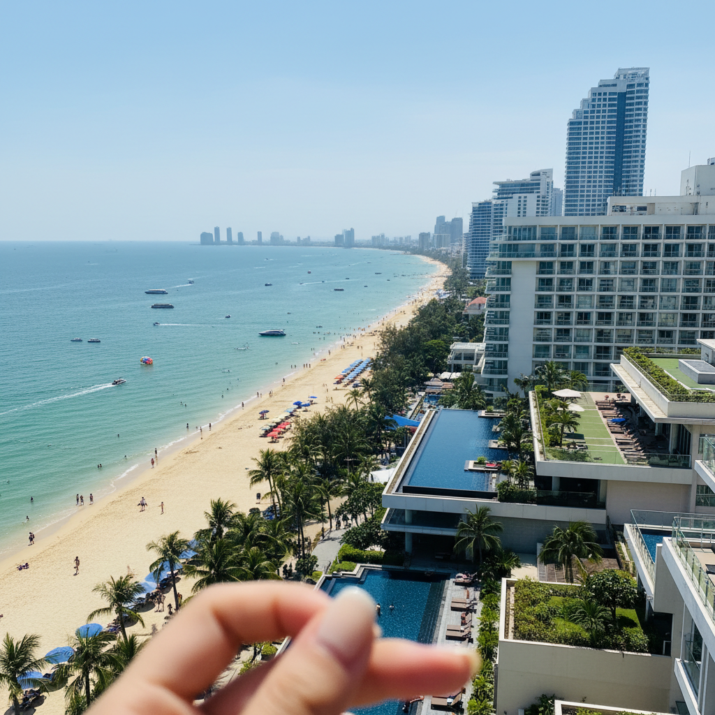 파타야 해변 전경과 호텔 전망