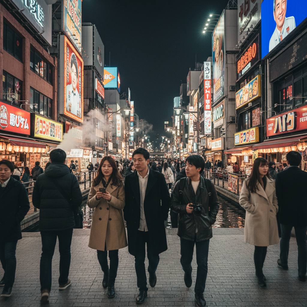 오사카 도톤보리 거리 야경