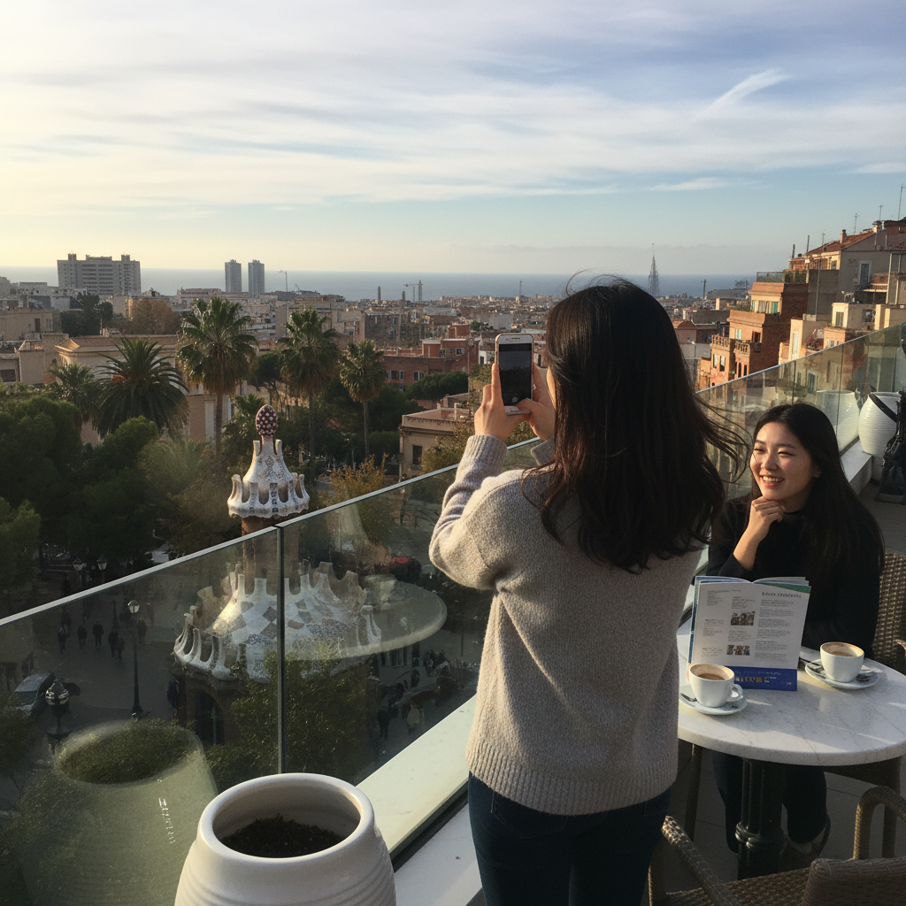 바르셀로나 호텔 테라스에서 본 전망