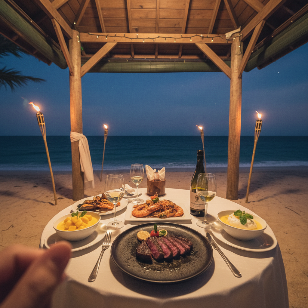 해변 파빌리온에서의 프라이빗 디너