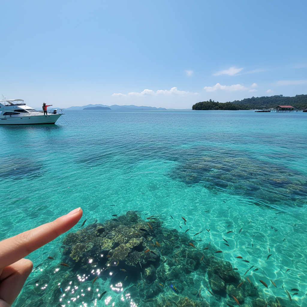 툰구압둘라만 해양공원의 에메랄드 바다