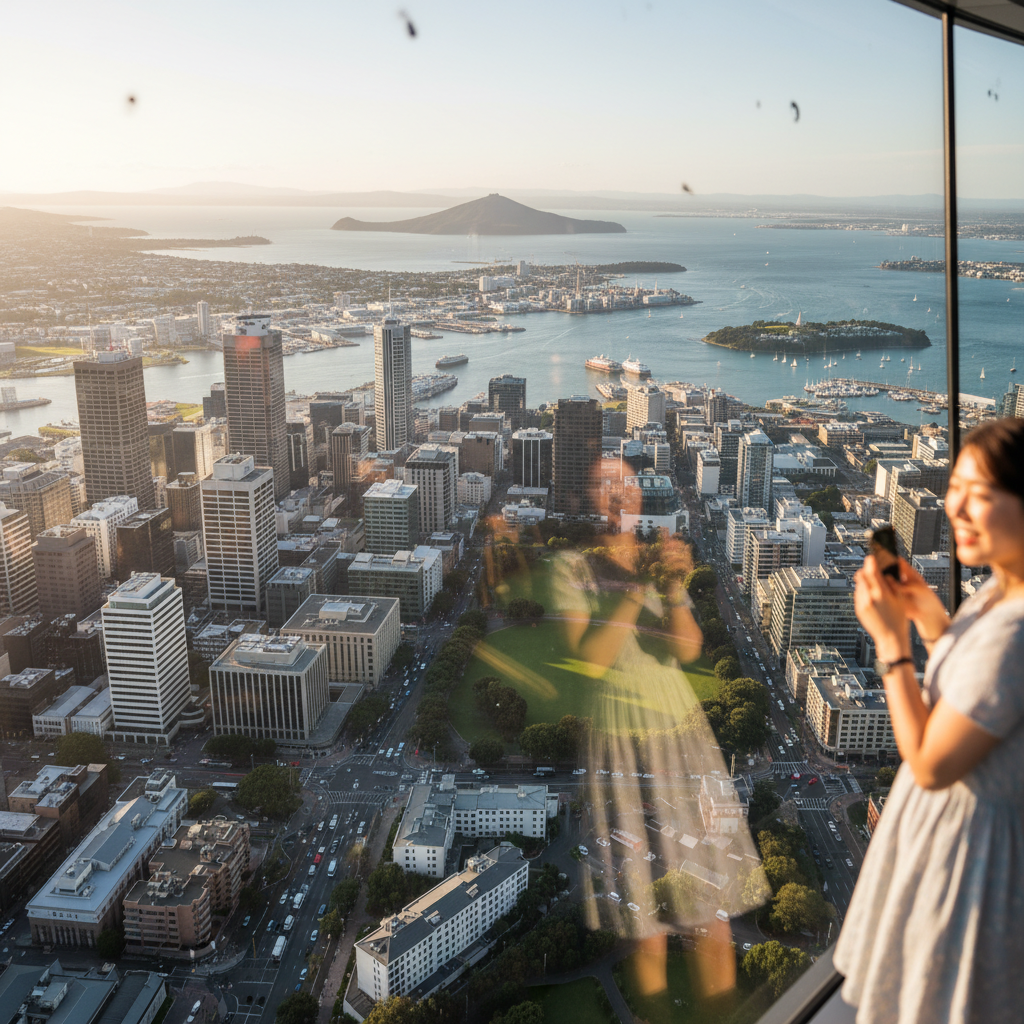 오클랜드 스카이타워 전망대에서 본 시내 전경