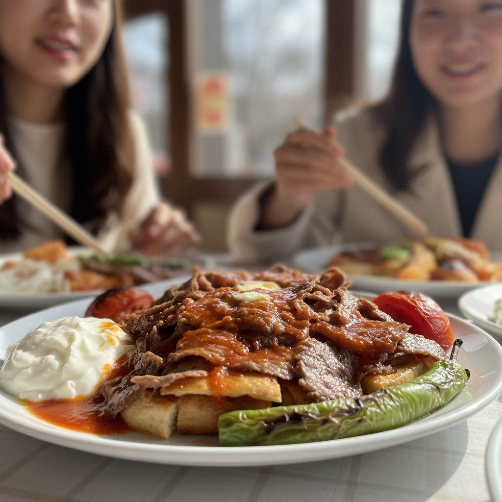 먹음직스러운 이스켄데르 케밥 한 접시