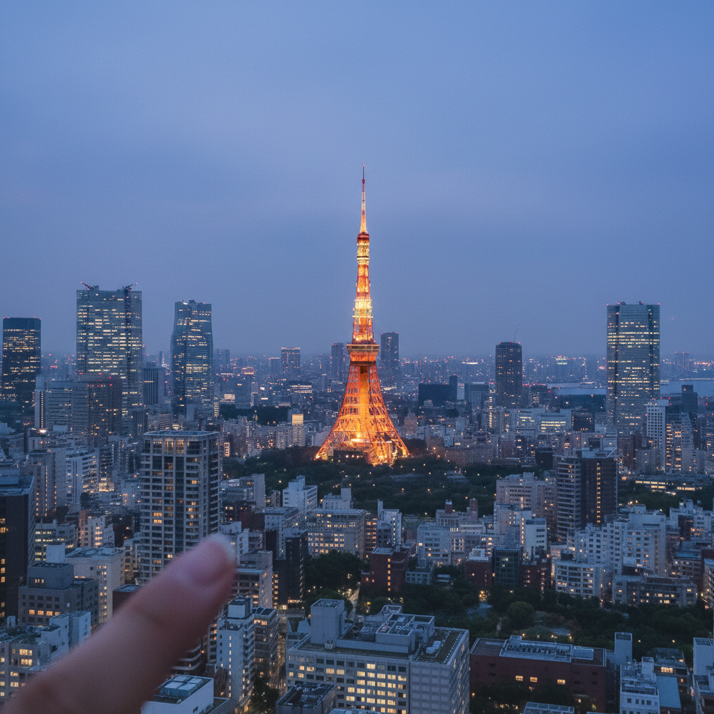 도쿄 타워와 스카이라인이 어우러진 우아한 야경