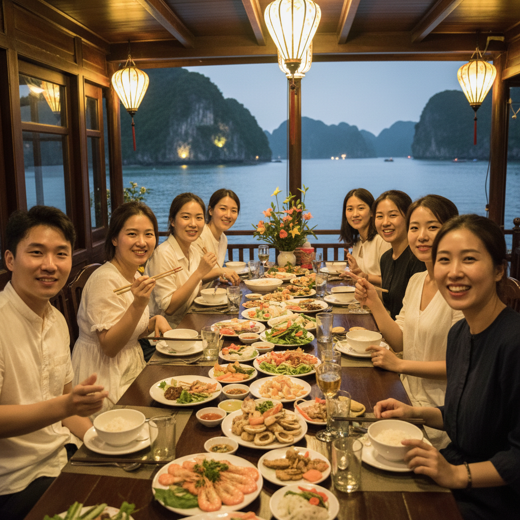 하롱베이 크루즈 위에서 즐기는 환상적인 선상 식사