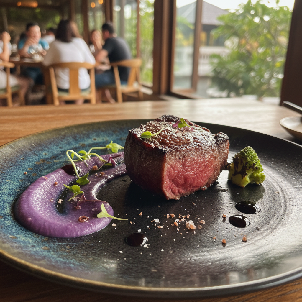 예술 작품처럼 아름다운 플레이팅의 메인 요리