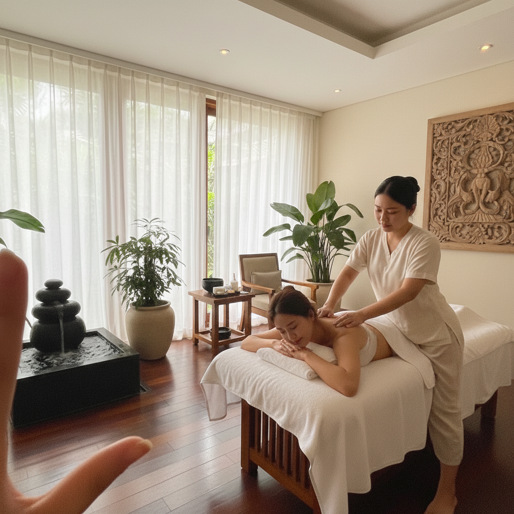 평화롭고 고요한 분위기의 호텔 스파 내부