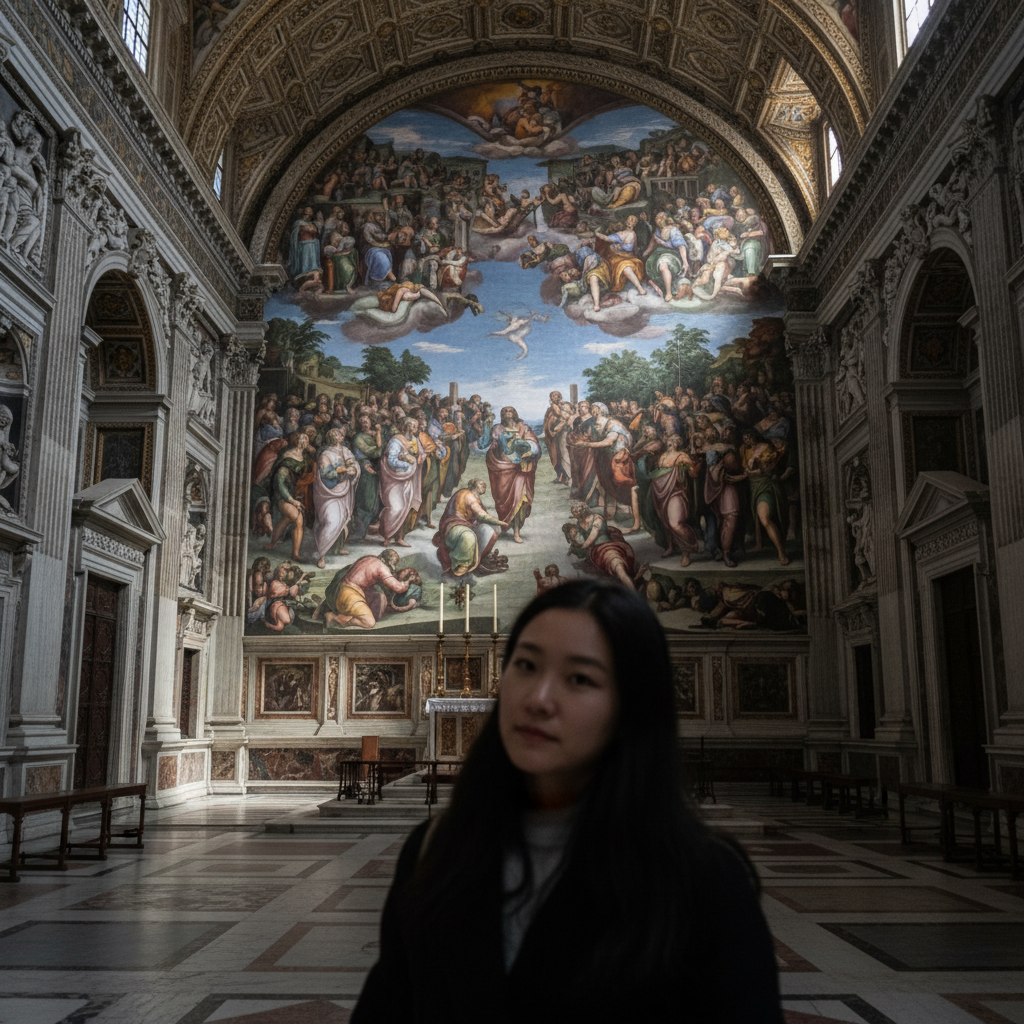 인적이 없는 고요한 시스티나 성당 내부의 모습