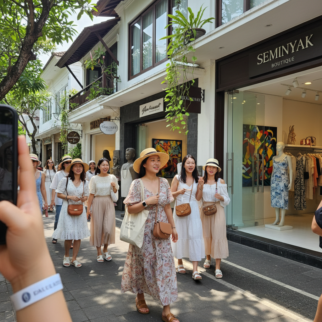 스미냑의 세련된 부티크와 갤러리가 있는 거리