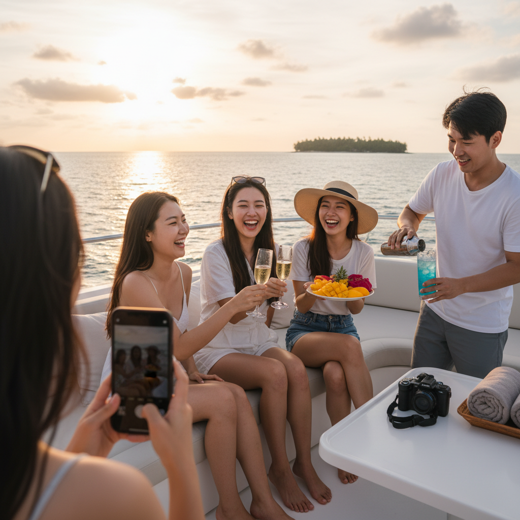 프라이빗 요트 위에서 샴페인을 즐기는 특별한 경험