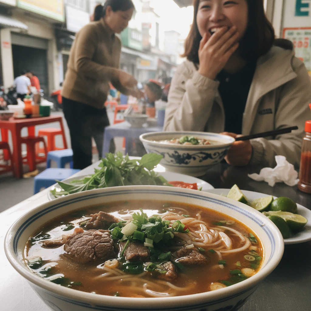 뜨끈한 국물이 일품이었던 현지 쌀국수(포)