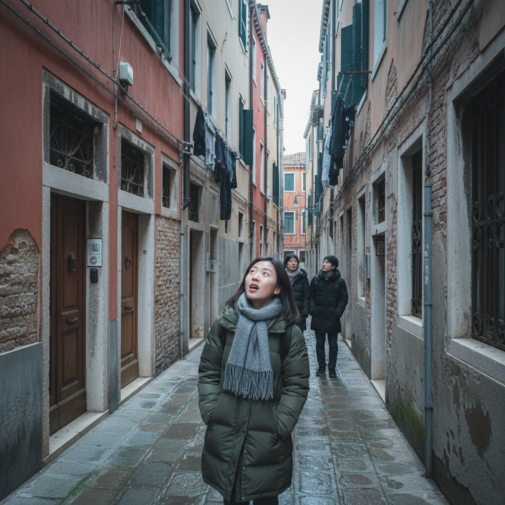 베네치아의 좁은 골목길