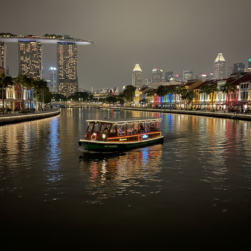 클락 키의 밤, 강물에 비친 화려한 도시의 야경과 리버 크루즈