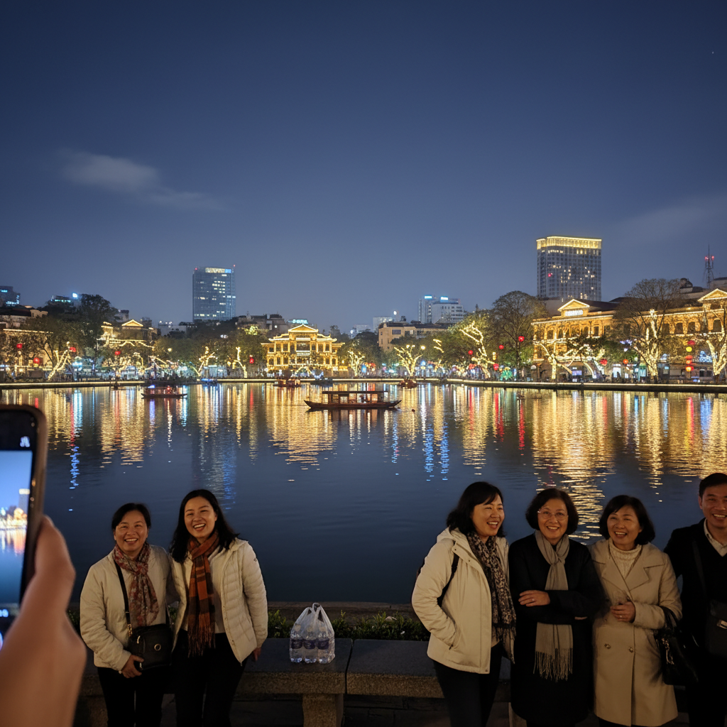 하노이의 밤을 화려하게 밝히는 야경