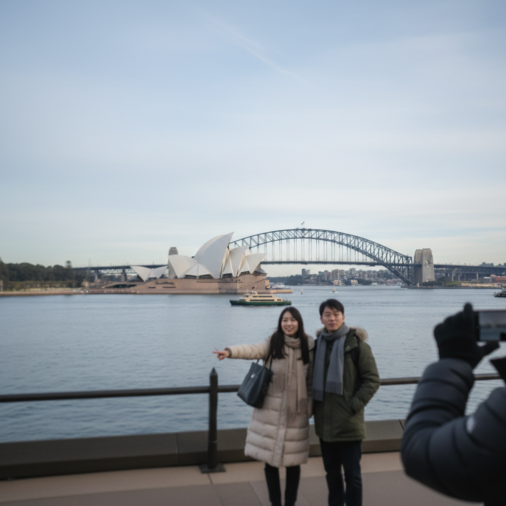 시드니 오페라 하우스와 하버브릿지가 한눈에 보이는 우아한 전경