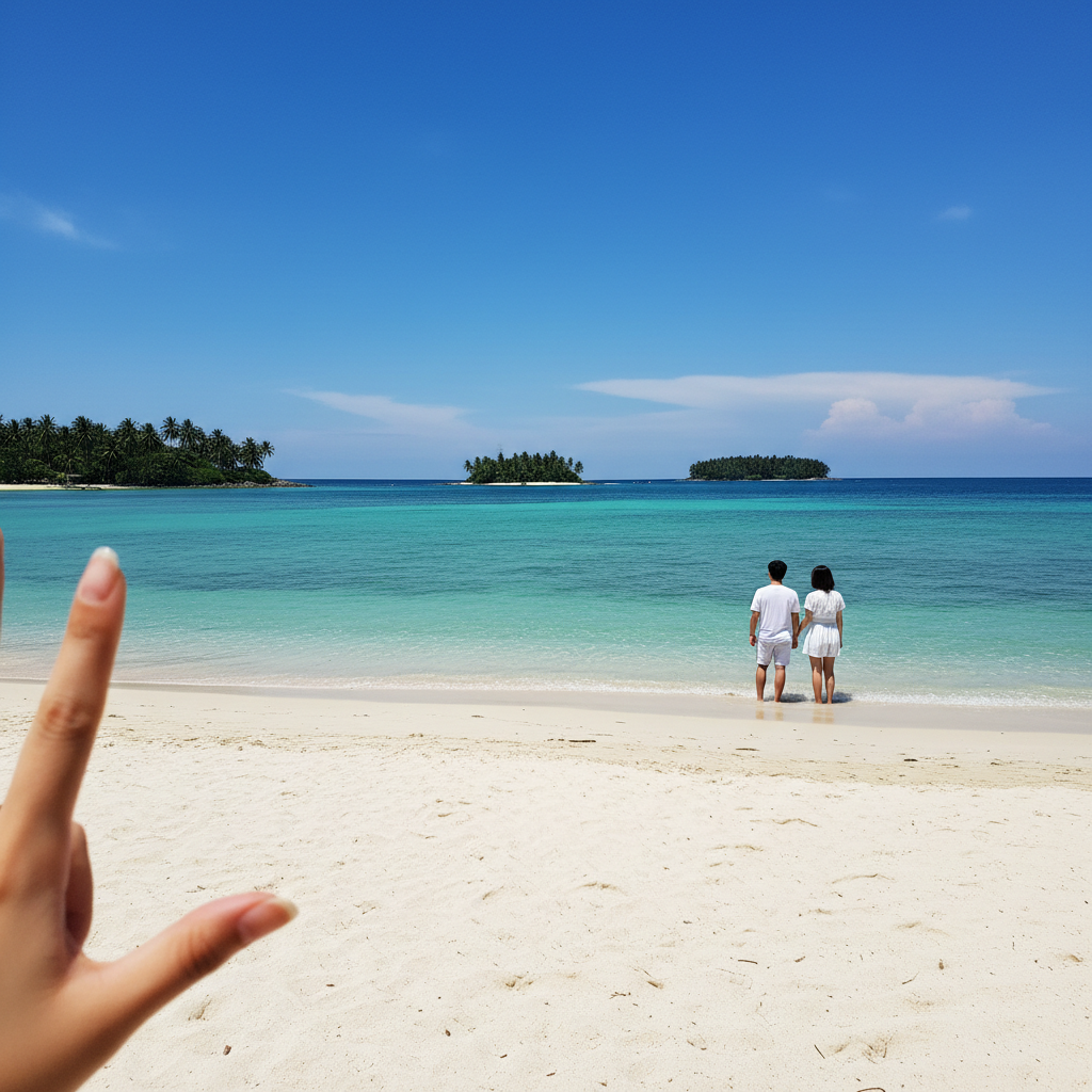 코타키나발루의 우아한 해변 전경