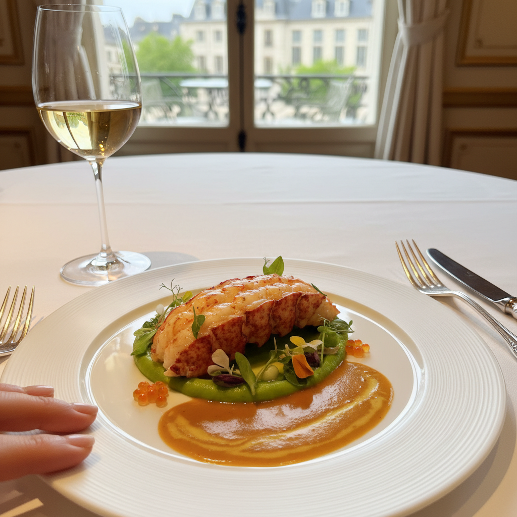 미슐랭 3스타 레스토랑의 예술적인 메인 요리