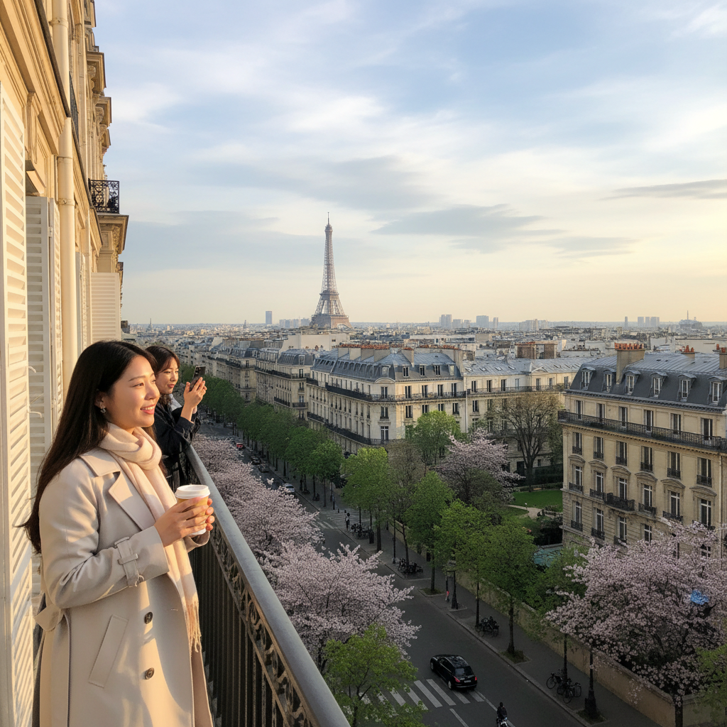 에펠탑이 보이는 파리의 우아한 전경
