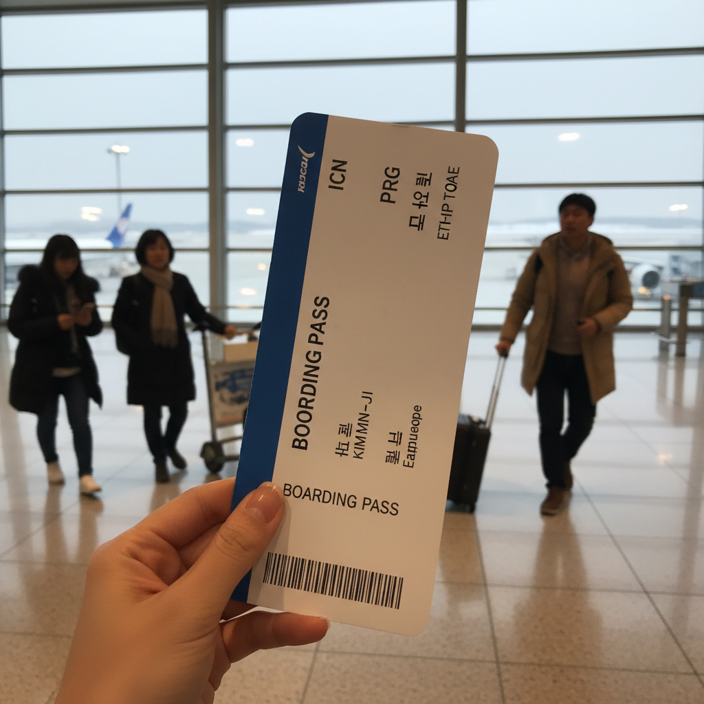 인천공항에서 보딩패스를 들고 있는 손