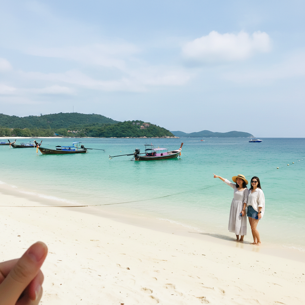 에메랄드빛 바다와 하얀 백사장이 펼쳐진 파타야 산호섬 전경
