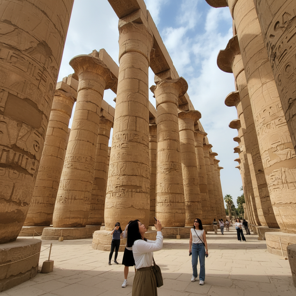 하늘을 찌를 듯 솟아있는 카르낙 신전의 거대한 돌기둥 숲